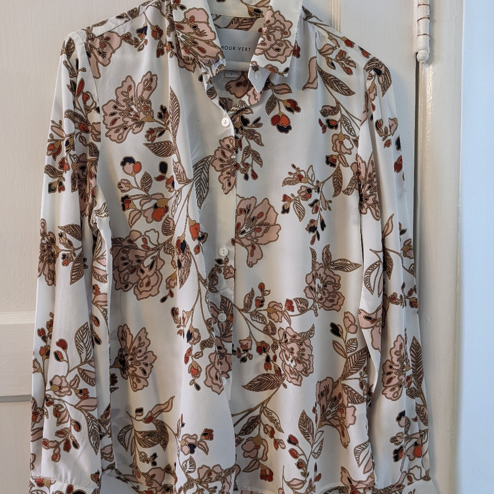 Amour Vert Printed Silk Shirt, L